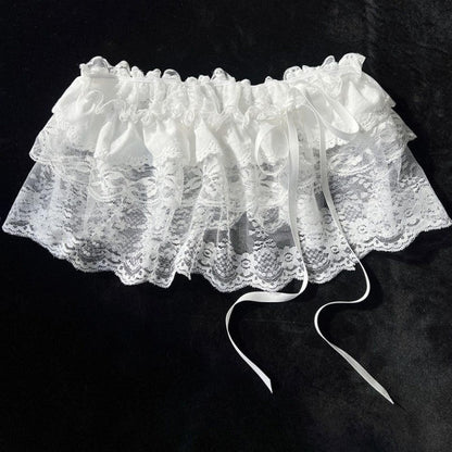 2025 Korean Ins Unique Lace Layered Gauze Skirts Lace Trim A-Line Short Cloth Mini Waist Skirts Harajuku Girl's White Skirts Y2K