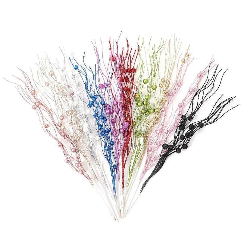 5Pcs Glitter Artificial Berry Bouquet Xmas Tree Ornament for Home Decor Christmas Decoration New Year 2026 Navidad Accessories