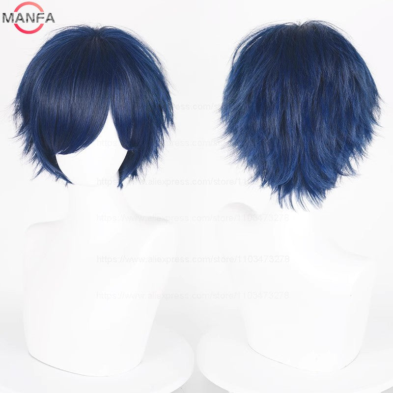 Anime 30cm Curta Reta Peruca Cosplay Preto Branco Verde Marrom Roxo Azul Cinza Vermelho Dourado Homens Mulheres Cabelo Sintético Resistente ao Calor