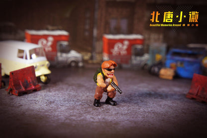 1:64 Metal Slug Genuine Tide Play Figura Snk Feita à Mão Metralhadora Pesada Lança-chamas Boneca Tanque Soldado Inimigo