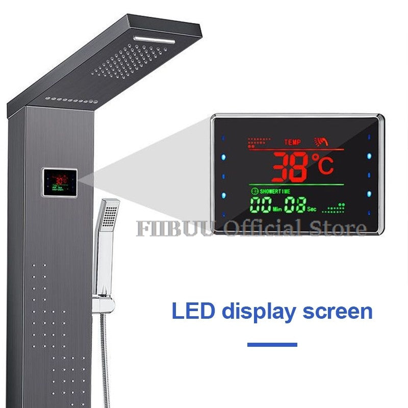 Luxury Shower For Bathroom With Digital Display Pressurized Top Nozzle Rain Shower Head Shower Room Wall Mounted Shower Set