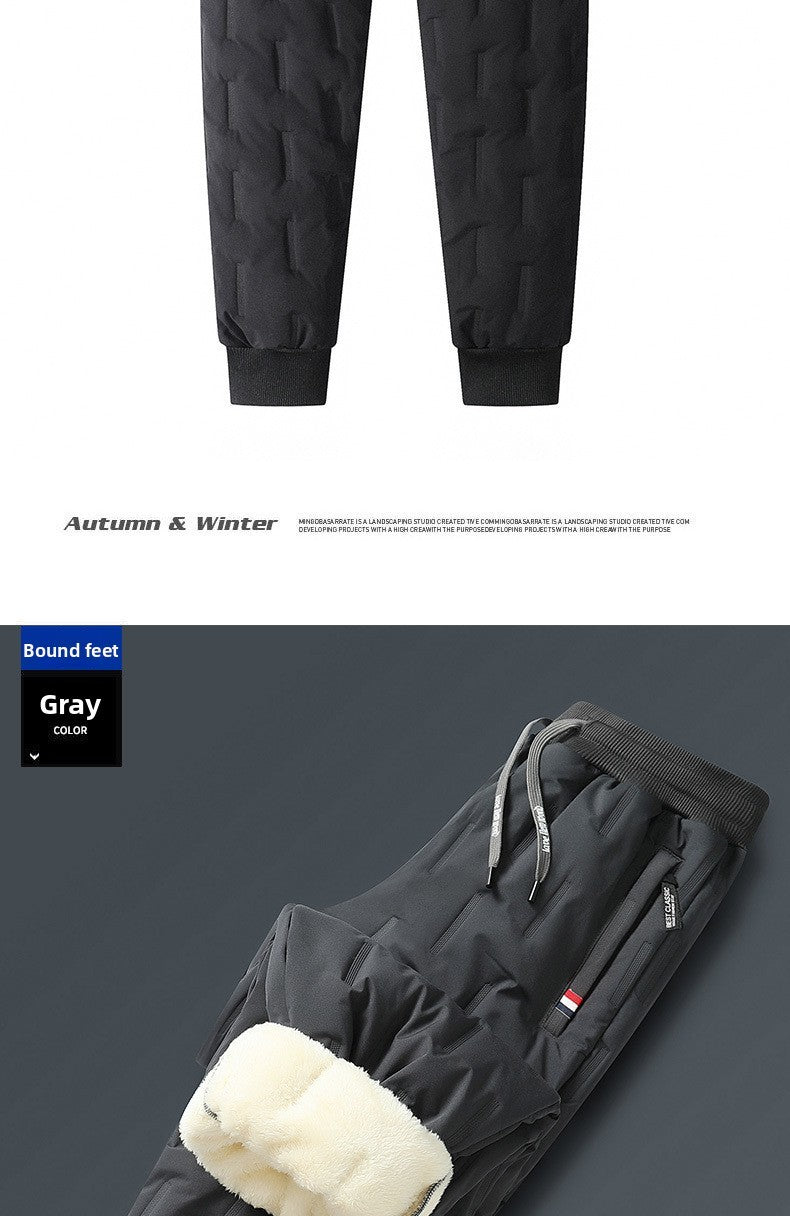 Men's Cargo Trousers Man Pants Plus Sweatpants Large Size Winter Warm Fleece Outer Y2k Alo Black Wear Thickened Baggy