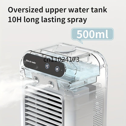 Ventilador de mesa USB Mini resfriador de ar com tanque de água Dispositivo de resfriamento pessoal portátil Bateria de lítio de 1800mAh Ventilador de operação de baixa voltagem