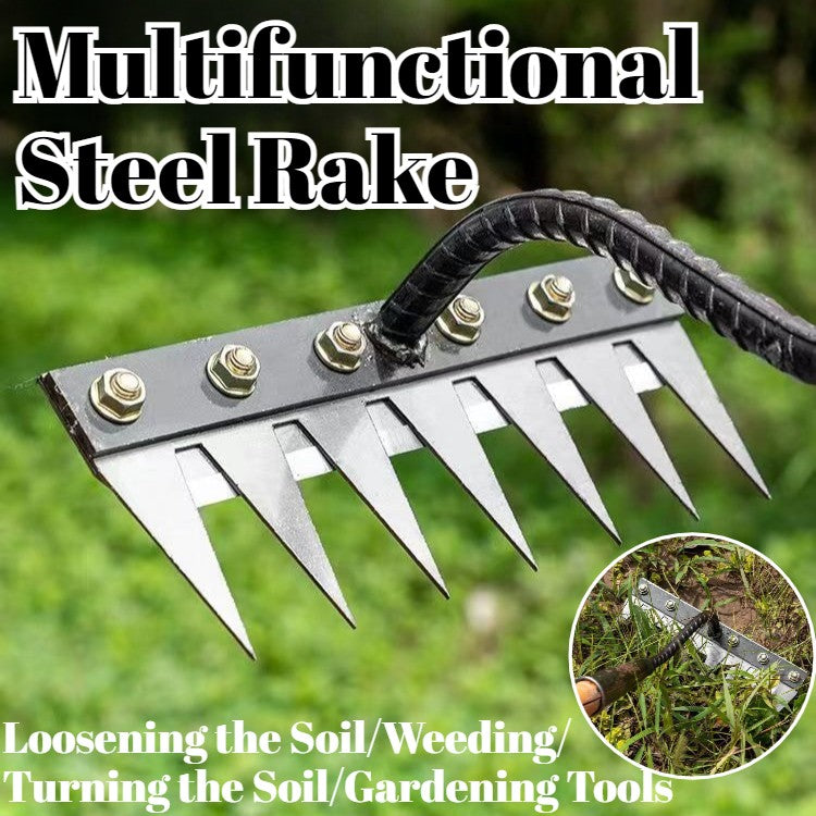 5/6/7/8 Teeth 1PCS Carbon Steel Garden Hand Rake for Farm Garden Weeding Tools Scarifier Agricultural Nail Harrow Metal Harrow