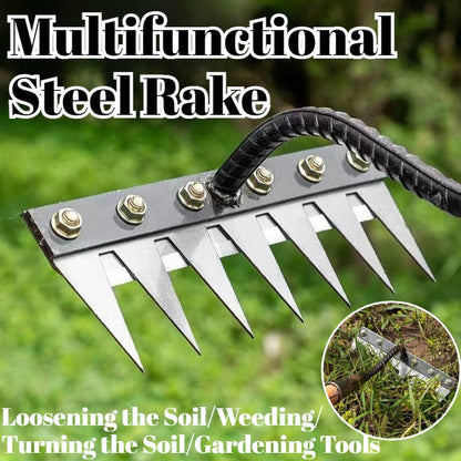 5/6/7/8 Teeth 1PCS Carbon Steel Garden Hand Rake for Farm Garden Weeding Tools Scarifier Agricultural Nail Harrow Metal Harrow