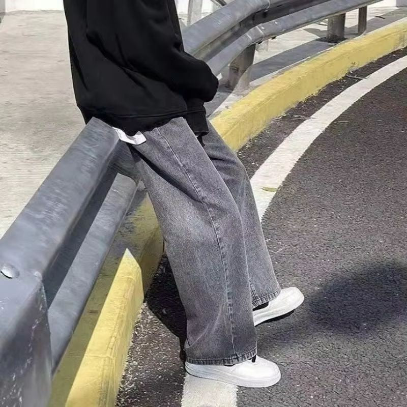 Men's Jeans American Loose Wide-leg Loose Straight Casual Trousers Street Hip-hop Baggy Jeans Black Grey Blue Streetwear Men