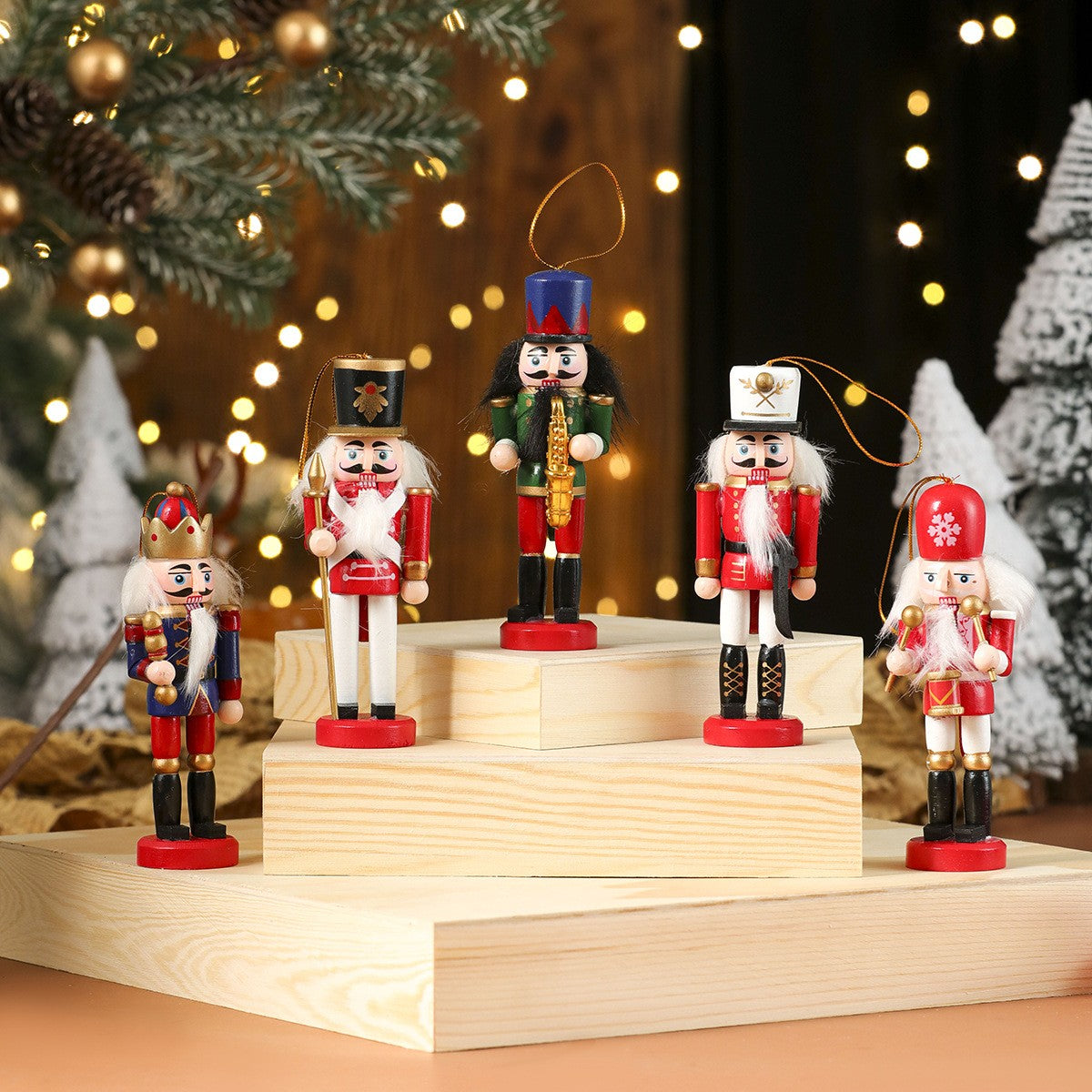 3/4/5PCS Walnut Soldier Christmas Ornaments Pink Red Gold Walnut Soldier Christmas Tree Decorations Xmas Gifts