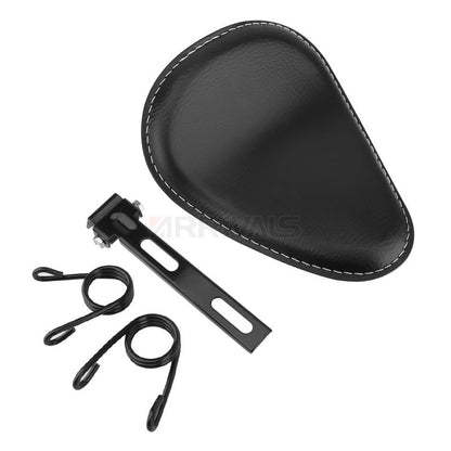 Assento de selim de couro de motocicleta retrô preto de couro solo para Harley Custom Chopper Bobber Honda Yamaha Kawasaki Suzuki