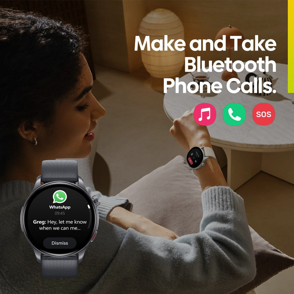 Novo Zeblaze Btalk 3 GPS Smartwatch Tela AMOLED de 1,43" Dupla Pulseira Chamada Bluetooth Relógio Esportivo Monitoramento de Frequência Cardíaca SpO2 Estresse