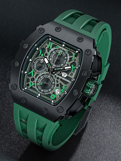 TSAR BOMBA Watch for Men Luxury Brand Tonneau Design Waterproof Clock Stainless Steel Wristwatch Fashion Rectangle Mens Watch