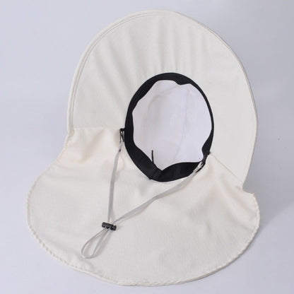 New Neck Protection Shawl Beach Cap Breathable Wide Brim Bucket Hat Bow Anti-UV Fisherman Hat Women