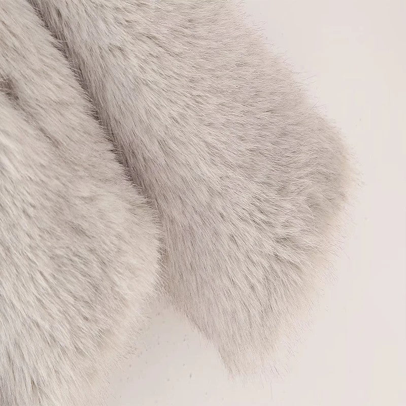 DUOPERI Women Fashion Winter Solid Thick Warm Faux Fur Coat Lapel Collar Long Sleeves Female Chic Lady Casual Outfits