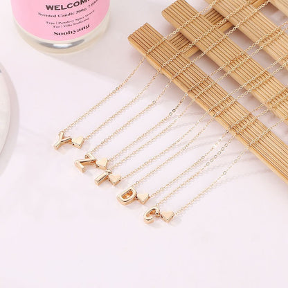 LATS Fashion Tiny Heart Dainty Necklace Gold Silver Color 26 Letter Name Choker For Women Pendant Bracelets Jewelry Gift