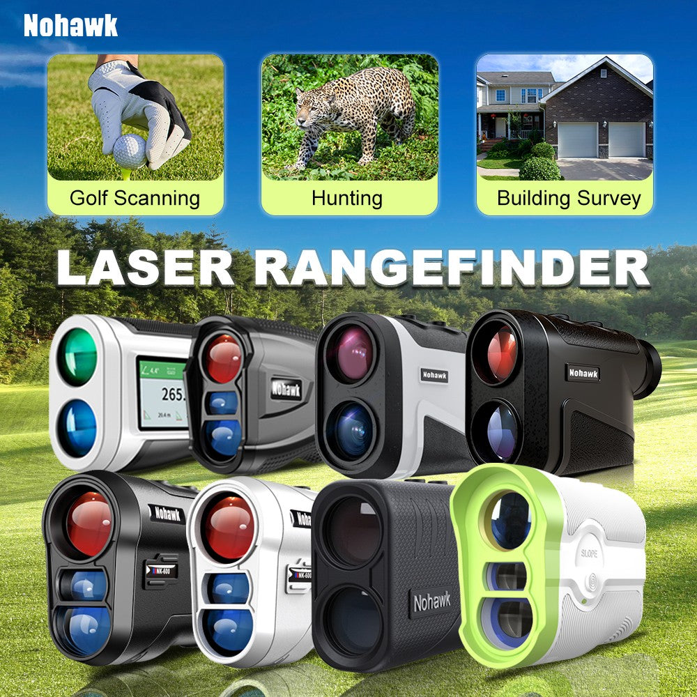 Telêmetro a laser multifuncional Nohawk para golfe com telemetria de inclinação e trava de bandeira para caça, construção, monocular