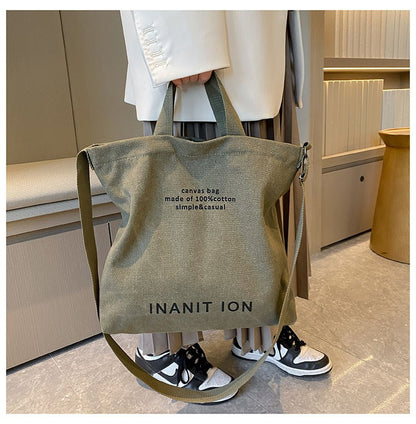 Japanese Canvas Men's and Women's Simple Cross-body Bag Wash Canvas Thick Handbag Large Capacity Arts Students Package Satchel