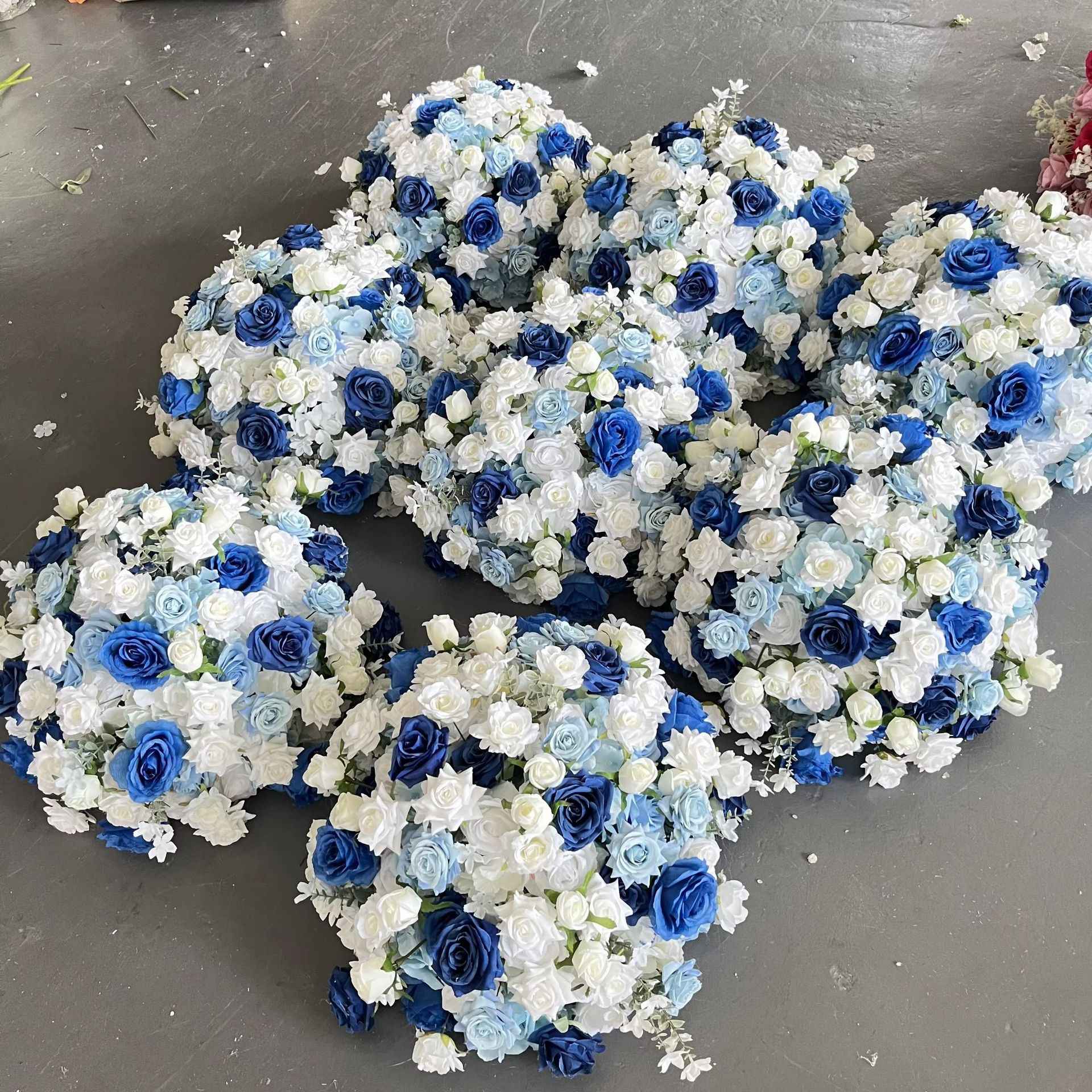 30-70cm Artificial White Rose Flower Ball, Wedding Reception Table Centerpieces, Floral Arrangement for Party Event Decor