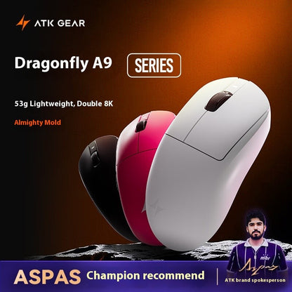 Mouse Gamer Sem Fio ATK A9 Ultra A9/A9 SE/A9 Plus/A9 Pro Tri Mode 8K Mouse Gamer 53g Leve Presente E-sports PC Personalizável