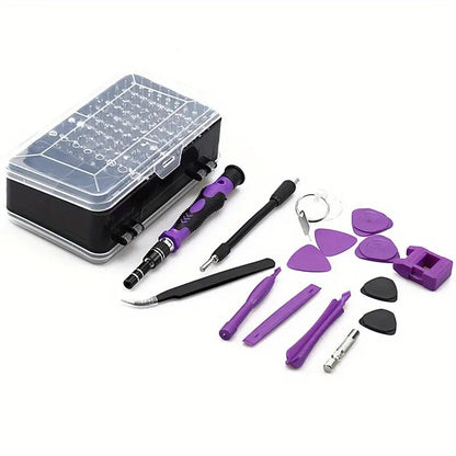 Chave de Precisão Roxa 115 Combinada com 1 Conjunto de Ferramentas Multifuncionais para Reparo Doméstico para Celulares, Relógios, Computadores e Outros Itens