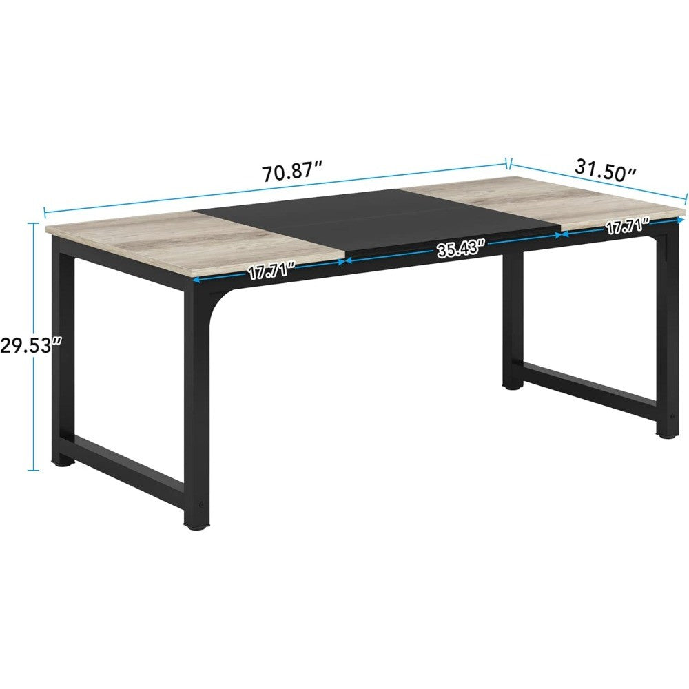71"x31.5" Dining Table, Industrial Kitchen Table for 6-8 Person, Rectangular Dinner Table for Dining Room Kitchen Living Room,