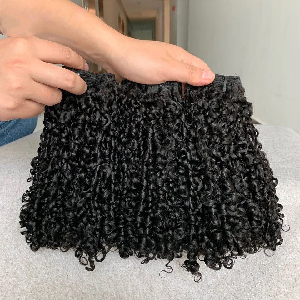 15A Pixie Curls Bundles Kinky Curly Cabelo Humano 3/4 Bundles Deal 100% Cabelo Cacheado Virgem Cru Bundles de Cabelo Extensão de Cabelo Trama Dupla