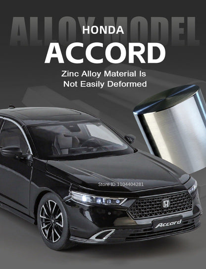 1:18 HONDA Accord Liga Miniatura Modelo Diecast Brinquedo Porta Aberta Som Luz Puxar para Trás Direção Roda Dianteira Presente de Aniversário Clássico