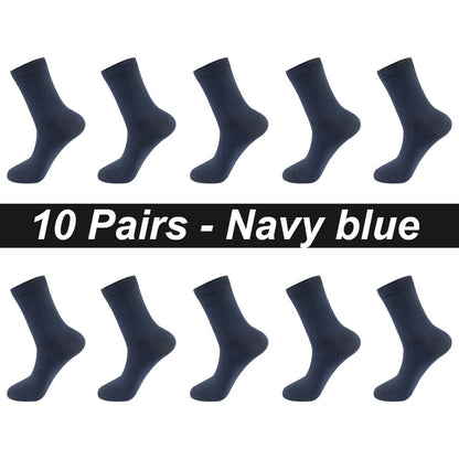 10Pairs/Lot Men Combed Cotton Socks Black Casual Business Breathable High Quality Man Sock New For Male Plus Size EU38-48