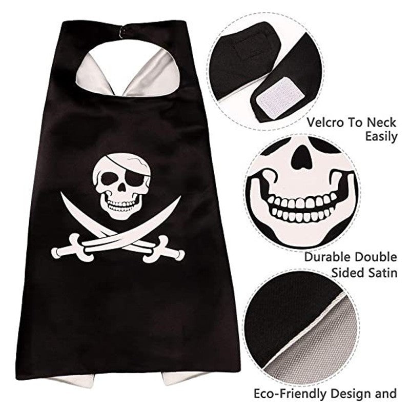 Children's Pirate Cloak Costume Pirate Cape CostumeToy Set Boy Girl Halloween Cosplay Mask Party Gifts