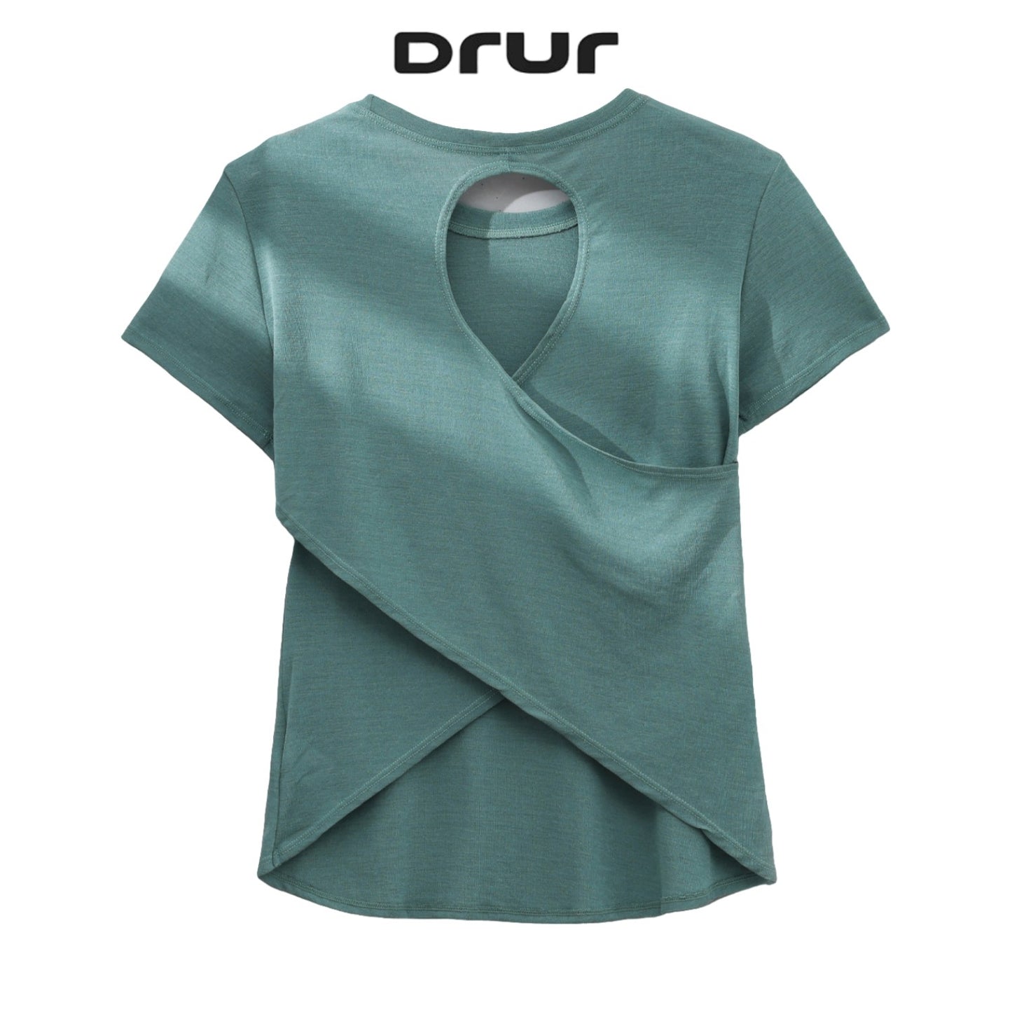 DRUR Gym Tops Women Lightweight Sweatshirt Summer Short Sleeve Quick Dry Fitness Running Tshirt Back Cross Hollow Yoga Wear New