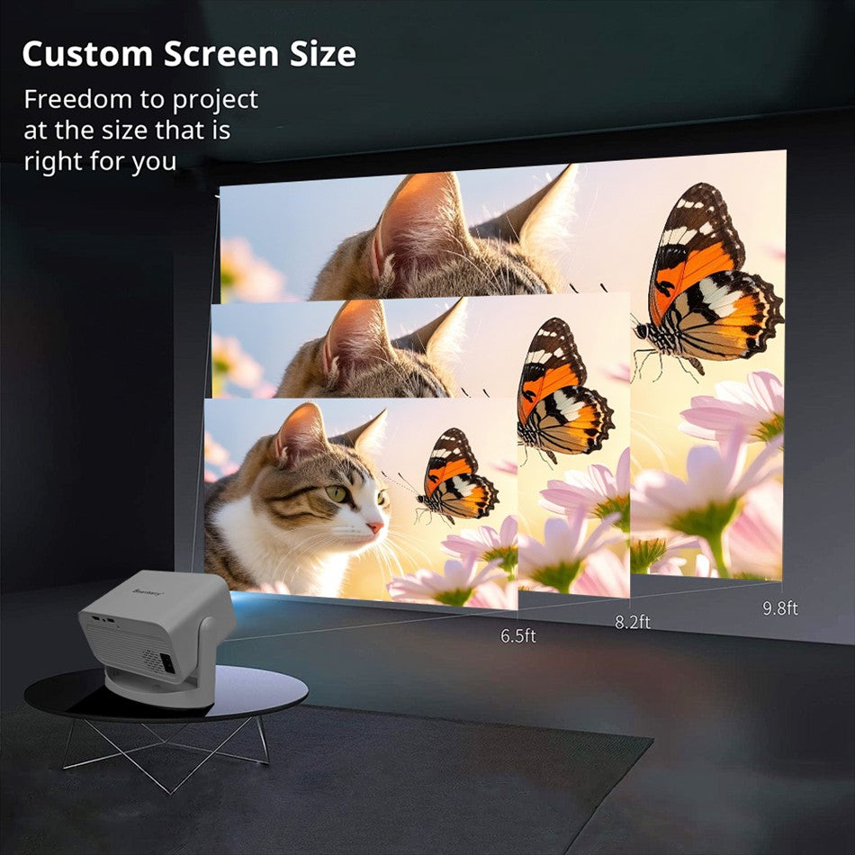 KaiAqua 4K 650ANSI HT23 Plus 1080P Native Portable Projector Auto Focus Keystone Correction BT5.2Android11WIFI6 360° Home Cinema