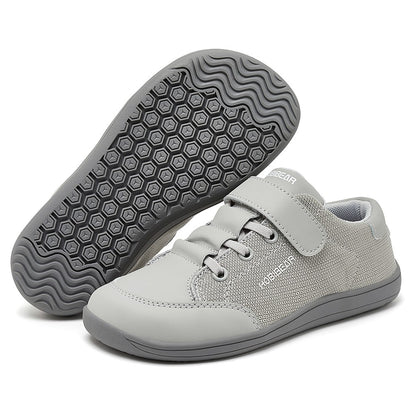 HOBIBEAR Kids Wide Toe Barefoot Shoes Boys Girls  Minimalist Sneakers Lightweight Hook Loop Mesh Artificial Leather Shoes