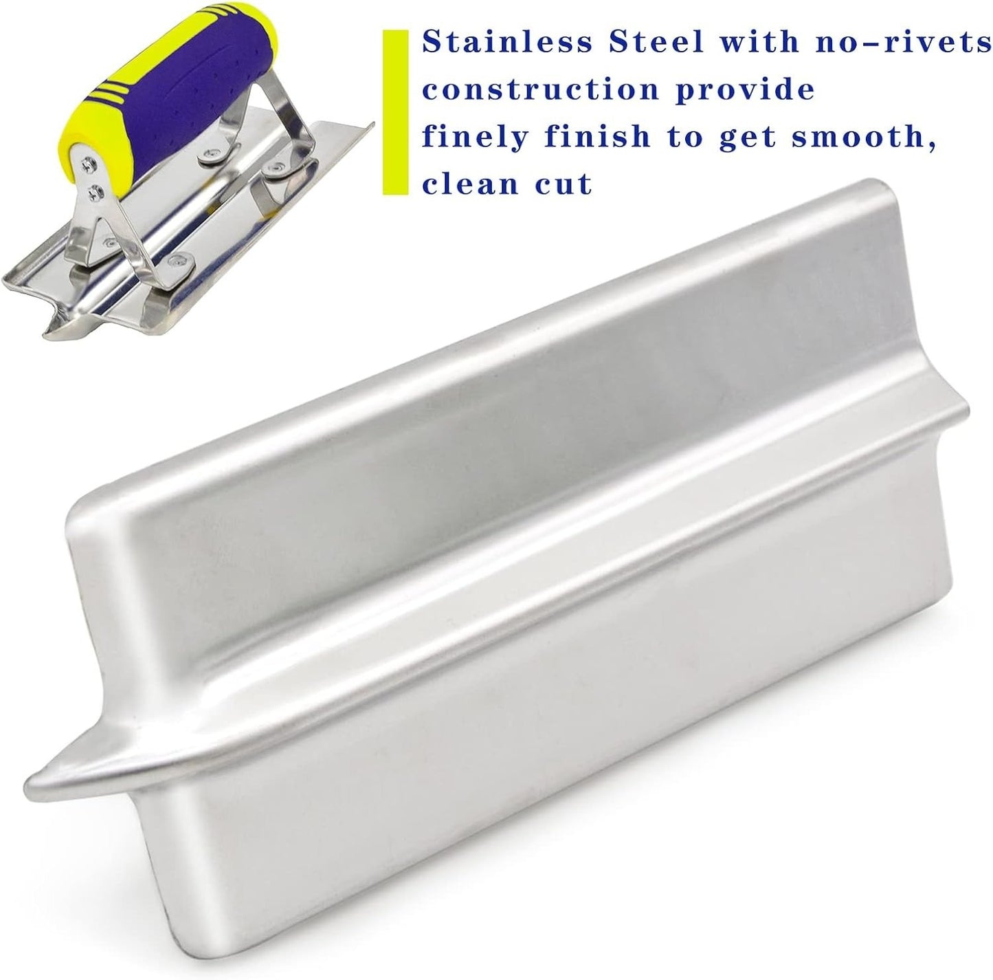 Conjunto de 2 peças de ferramentas para concreto, plaina e sulcador de mão de aço inoxidável, kit de ferramentas de acabamento para gesso e cimento