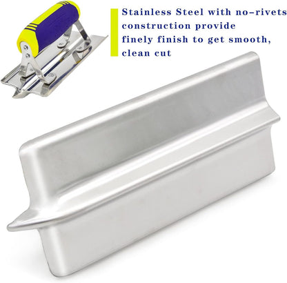 Conjunto de 2 peças de ferramentas para concreto, plaina e sulcador de mão de aço inoxidável, kit de ferramentas de acabamento para gesso e cimento