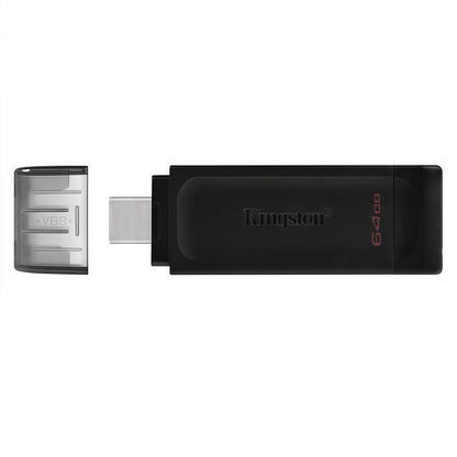 Unidade flash USB 3.2 Gen1 Tipo C de alta capacidade Kingston, preta, compatível com Android, Apple, carro, celulares e PC