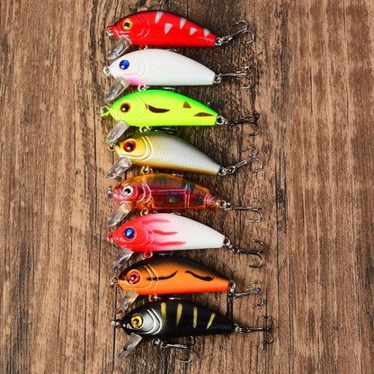 8 unidades de isca de pesca de superfície tipo mini crankbait, flutuante, wobbler, isca artificial dura, minnow, swimbait de plástico, equipamentos de pesca