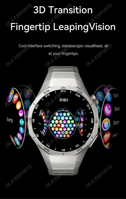 Novo Smartwatch GT5 Pro 5 Pro Masculino Tela HD AMOLED GPS Frequência Cardíaca Chamada Bluetooth IP68 À Prova D'água Smartwatch Masculino Presentes de F Fim de Ano