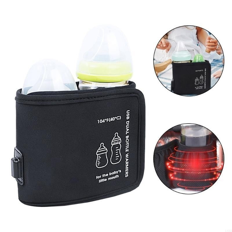 USB Travel Double Bottle Warmer Multifunctional Constant Temperature Cover Case L8RB