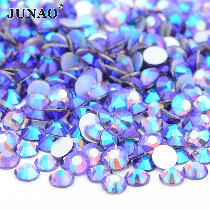 JUNAO Wholesale SS6 SS10 SS12 SS16 SS20 SS30 Flatback Glass Rhinestones Clear Cr