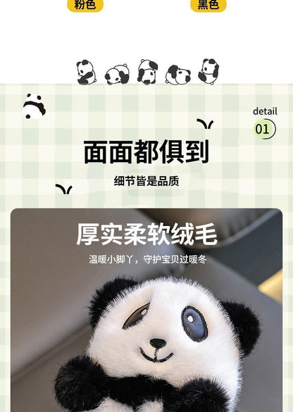 Cute panda children's slippers girls indoor slip on shoes, 2025 cartoon animal fur slippers house children flip flops