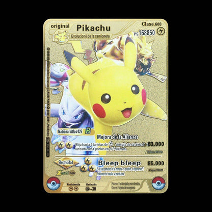 Pokémon 183200 Pontos Alto HP Cartas de Metal Douradas Pretas Inglês Francês Vmax Mega GX Coleção de Cards Charizard Pikachu Mewtwo