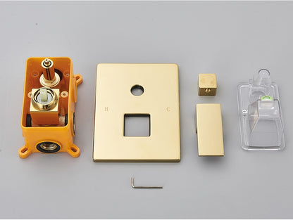 Golden Shower Faucets Set 2-Ways Rainfall Shower System Wall Mounted Shower Head Bathroom Bathroom Tap Shower Mixers Concealed