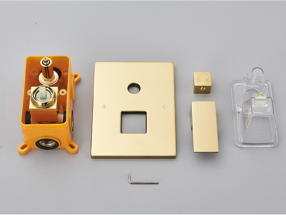 Golden Shower Faucets Set 2-Ways Rainfall Shower System Wall Mounted Shower Head Bathroom Bathroom Tap Shower Mixers Concealed