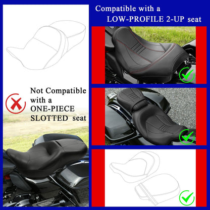 2009-2023 Almofada de Encosto Traseiro do Piloto Dianteiro para Motocicletas Harley Davidson Touring Ultra Limited Road King FLHR Electra Glide FLHX