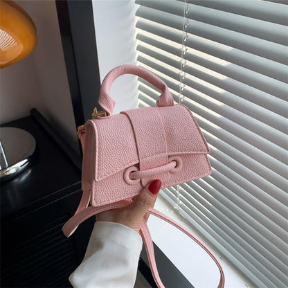 Fashion Solid Color Small Tote Crossbody Bag, Stylish Mini Handbag Mobile Phone Coin Purse, Adjustable Strap, Magnetic Closure,
