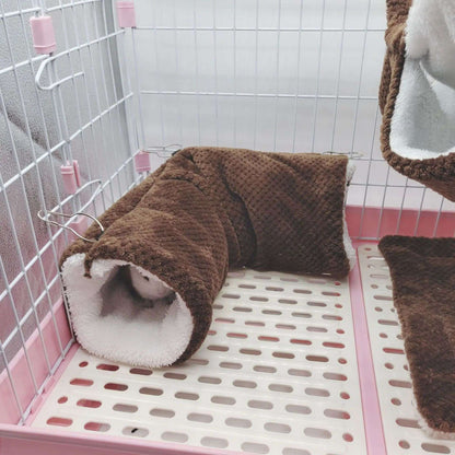 Rede de estimação quente de inverno, rede de hamster de pelúcia espessa de camada dupla, chinchila, porquinho da índia, furão, saco de dormir, gaiola suspensa de hamster
