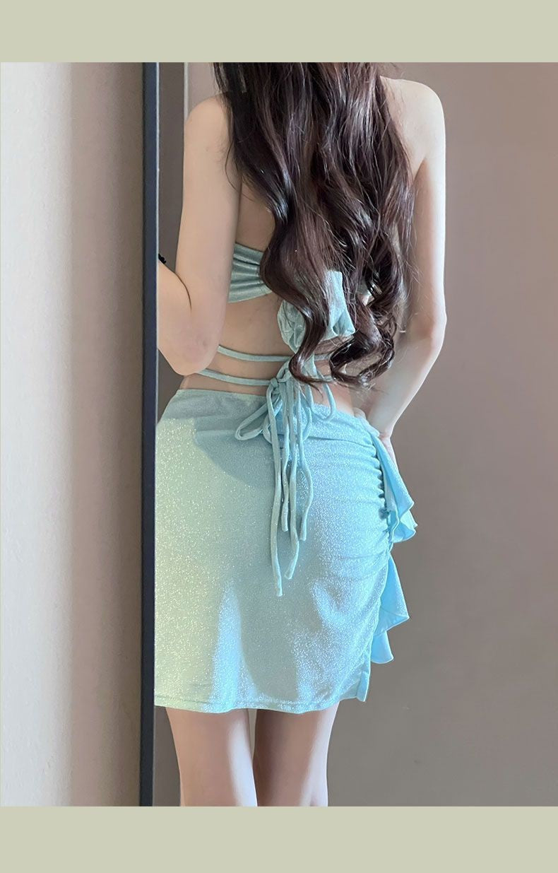 3 Piece Pearl Fringe Bikini Set Women's Separate Swimsuit Slimming Bathing Suit for Hot Spring Vacation Style Beach Pool Party