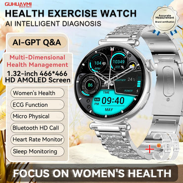 NEW Women Smartwatch 1.32inch AMOLED Screen ECG Sport Watch Blood Pressure Micro physical examination AI dial Health Smart Watch