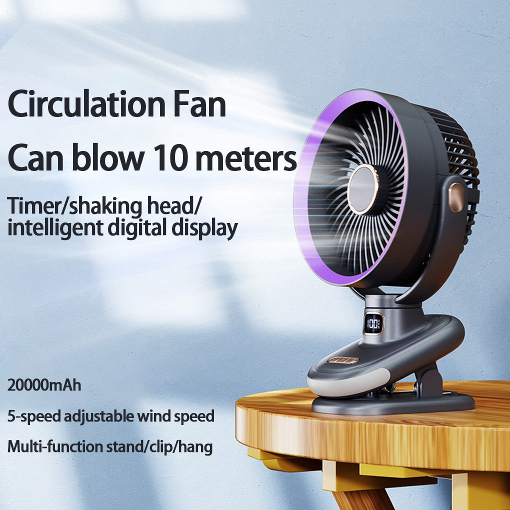 Ventilador Portátil de Parede e Mesa com Ajuste de Ângulo Livre, Clipe, Mini Ventilador de Carregamento para Circulação de Ar