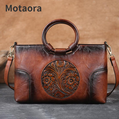2025 New High Quality Leather Women Handbag Retro Handmade Embossed Shoulder Bag For Women Large Capacity Female Messenger Bags