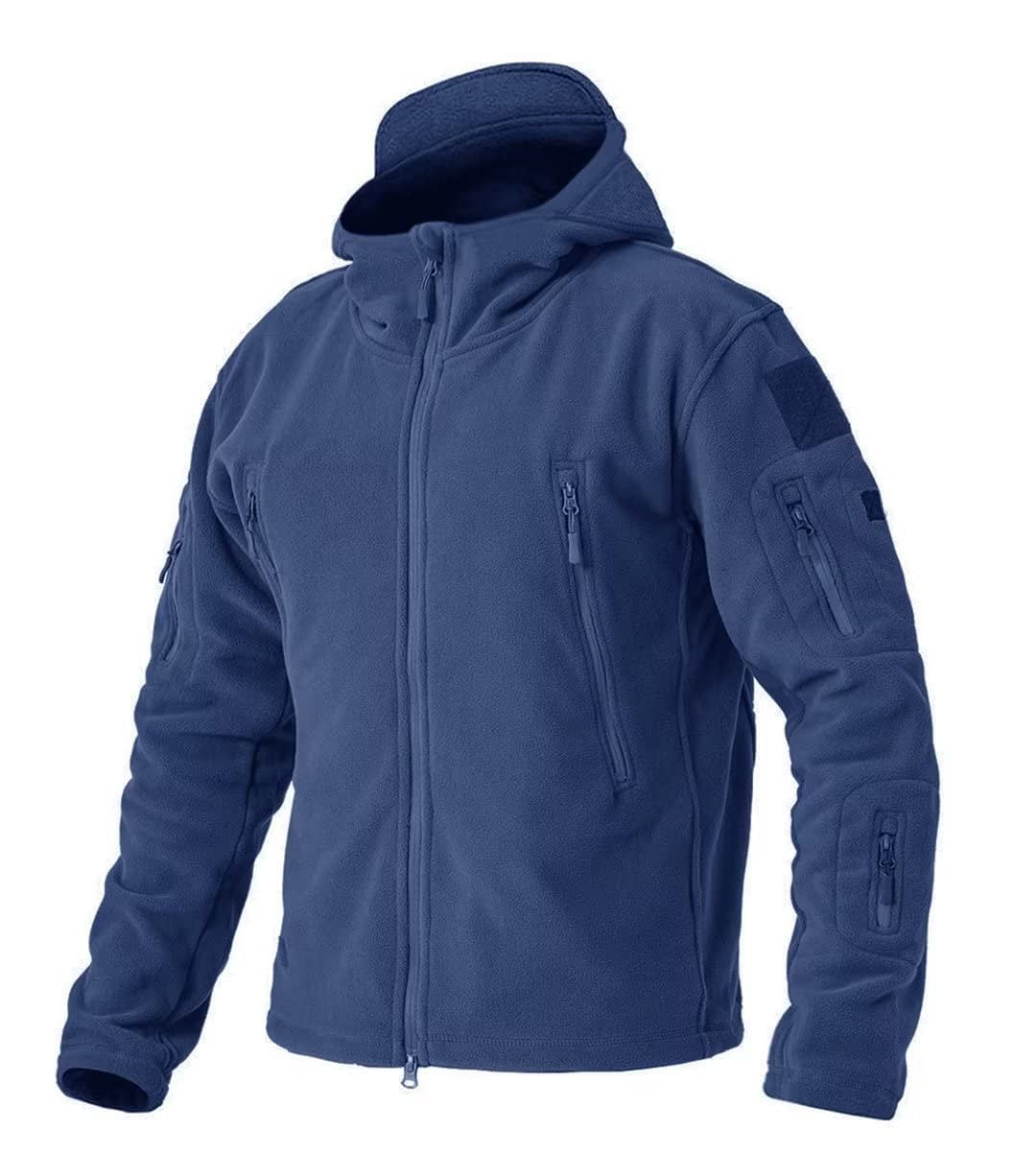 TACVASEN Winter Hooded Coats Mens Fleece Jackets Full Zip Up Multi-Pockets Fishing Hiking Climbing Outerwear Causal Parka Tops