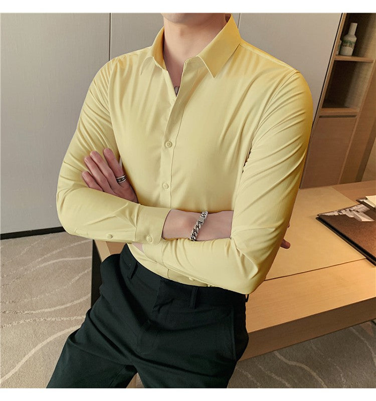 Plus Size S-7XL High Quality Men Dress Shirt 2024 Autumn Long Sleeve Solid Business Slim Shirts Homme Dress Social Casual Shirt